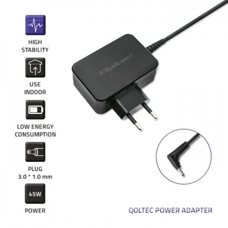 Qoltec 51032 adaptateur de puissance & onduleur Intérieure 45 W Noir