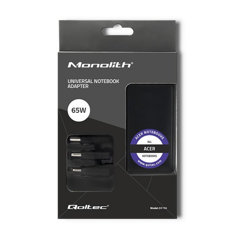 Qoltec 51756 adaptateur de puissance & onduleur Intérieure 65 W Noir