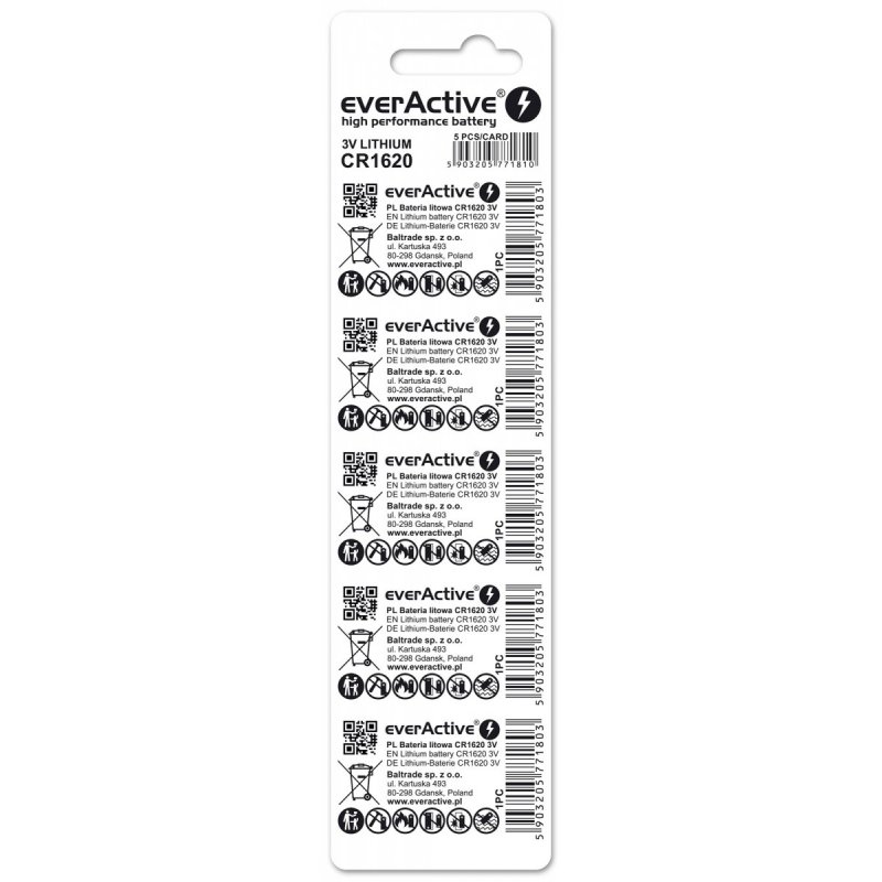 Everactive CR16205BL household battery Single-use battery CR1620 Lithium