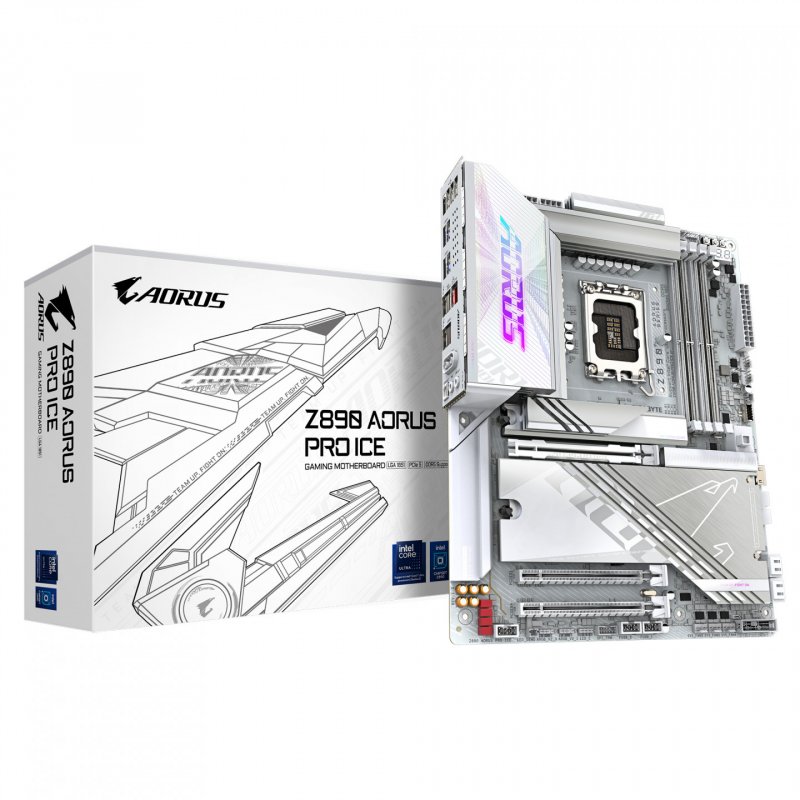 GIGABYTE Carte mère Z890 AORUS PRO ICE - Prend en charge les processeurs Intel Core Ultra (série 2), 16 1 2 phases