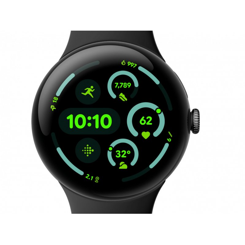 Pixel Watch 3 (schwarz, 45mm, WiFi, LTE, Sportarmband in Obsidian)