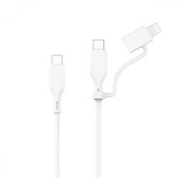 CABLE 2EN1 USB-C VERS USB-C/LIGHTNING 1M BLANC