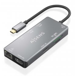 AISENS ASUC-9P018-GR station d'accueil Avec fil USB 3.2 Gen 1 (3.1 Gen 1) Type-C Gris