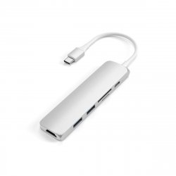 HUB Aluminium multi-ports 6-en-1 fin Type C vers 1x HDMI4k 2xUSB3.0 1x Carte SD 1x micro SD et 1x Type-C - Satechi -