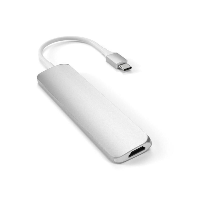 HUB Aluminium multi-ports 6-en-1 fin Type C vers 1x HDMI4k 2xUSB3.0 1x Carte SD 1x micro SD et 1x Type-C - Satechi -