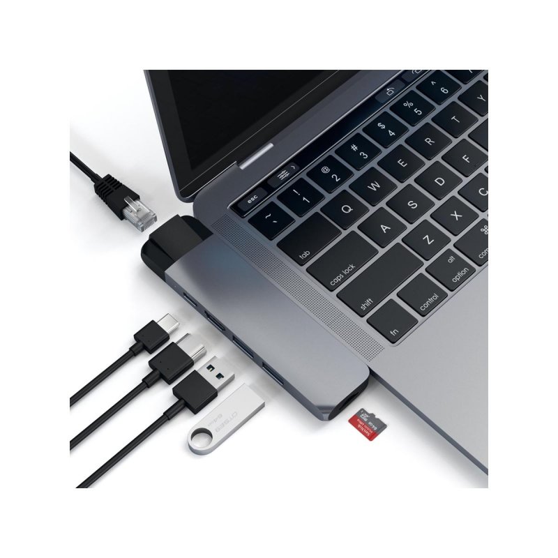 Hub Aluminium Adapteur Macbook Multi-Ports Type-C vers 1x Ethernet 1x HDMI4K 2x USB3.0 1x Micro SD et 1x USB-C -