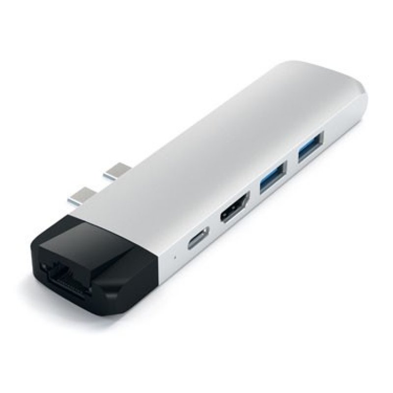 Hub Aluminium Macbook Multi-Ports Type-C vers 1x Ethernet 1x HDMI4K 2x USB3.0 1x Micro SD et 1x USB-C - Satechi - Argent