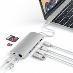 Hub Aluminium Multi-Ports 8-en-1 type USB-C vers HDMI4K Ethernet Micro SD SD 3x USB3.0 et 1x USB-C - Satechi - Gris