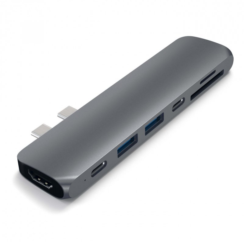 Hub Aluminium Macbook 7-en-1 Type-C vers USB-C PD port USB-C 2x USB 3.0 HDMI4k et x1 SD/Micro - Satechi - Gris