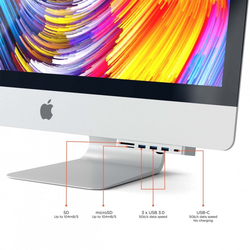 Hub Aluminium Multi-Ports 6-en-1 - iMac 2017/iMac Pro - Satechi - Argent