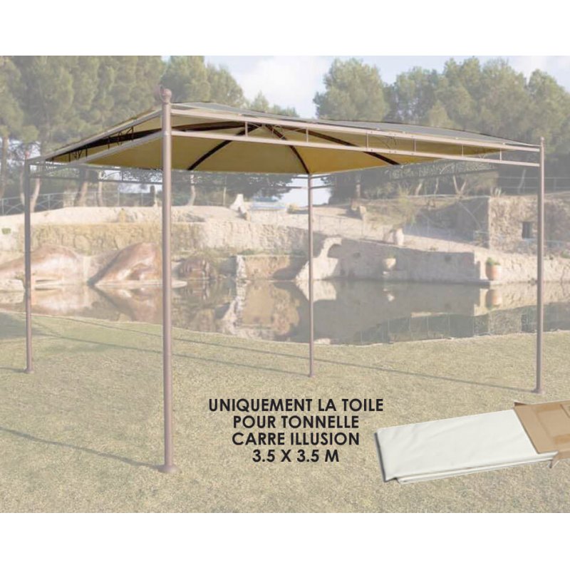 Toile Carrée Universelle 400g/m dim 3,5 X 3,5m Adaptable Tonnelle ILLUSION-50020 - Polyester/PVC