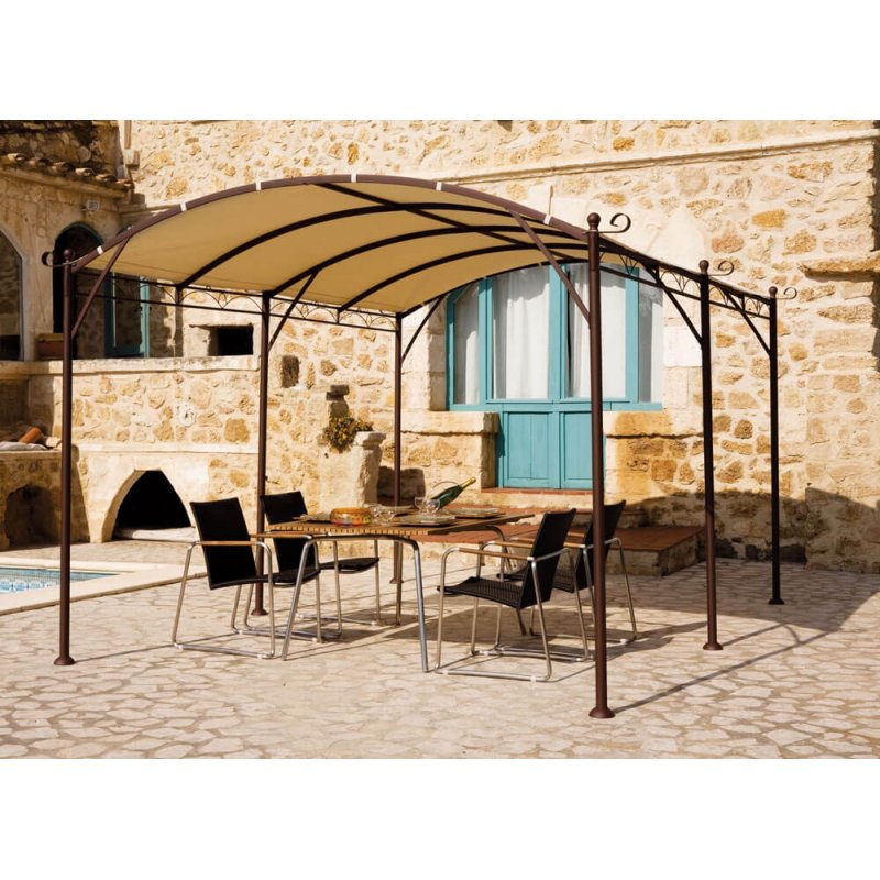 Tonnelle Auto-portante ILLUSION 3 x 4m avec Toile Incluse - Structure en Métal couleur Rouille - Poteaux Ø50mm