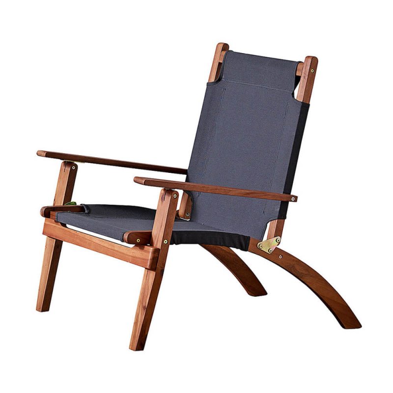 Salon de Jardin Primavera en Acacia Huilé - Assise et Dossier en Tissu - 1 table 2 fauteuils 1 banquette -