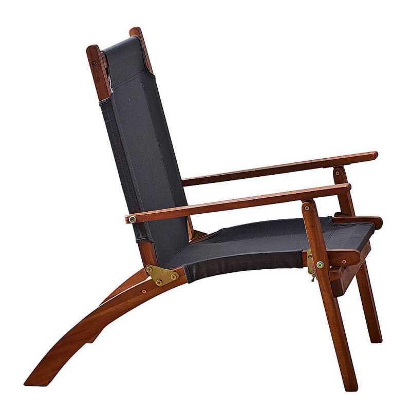 Salon de Jardin Primavera en Acacia Huilé - Assise et Dossier en Tissu - 1 table 2 fauteuils 1 banquette -