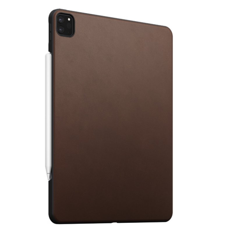 Coque de Protection Arrière en Cuir Compatible iPad Pro 12.9 (2020) - Nomad - Marron