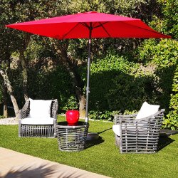Parasol Inclinable Tilt - Dim : 2x3 m - Mât Alu Ø48mm - Toile Polyester 200g Anti UV avec Manivelle - 6 Baleines -