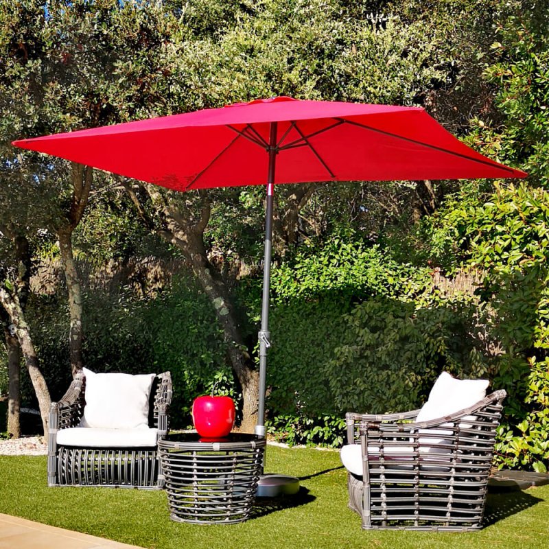 Parasol Inclinable Tilt - Dim : 2x3 m - Mât Alu Ø48mm - Toile Polyester 200g Anti UV avec Manivelle - 6 Baleines -