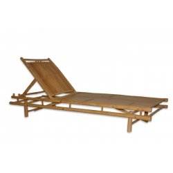 Bain de soleil en bambou naturel - Dimension : 200 cm x 68 cm x h 40 cm - dossier réglable multipostions - KALIS