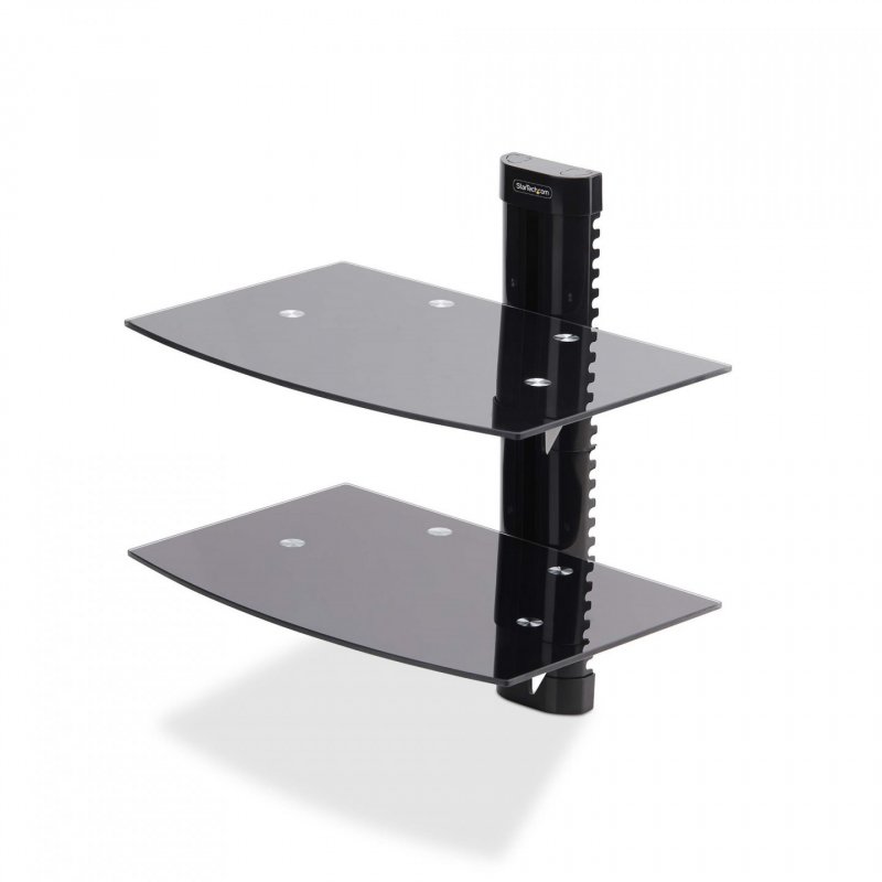 StarTech.com Dual Floating Wall-Mounted AV Shelves, Adjustable Height Shelf For Under TV, Organize A/V Equipment On