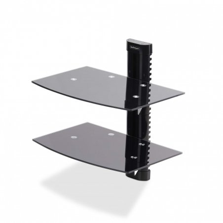 StarTech.com Dual Floating Wall-Mounted AV Shelves, Adjustable Height Shelf For Under TV, Organize A/V Equipment On