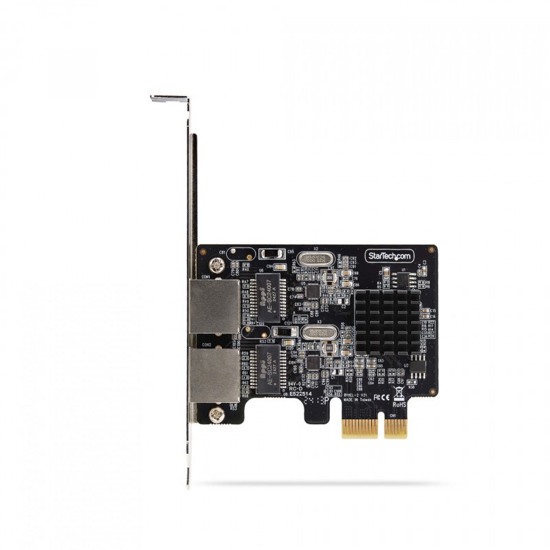 StarTech.com Carte Réseau PCIe Gigabit à 2 Ports, Carte NIC PCI Express 10/100/1000Mbps, Double Realtek RTL8111H,