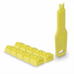 LINDY RJ45 Port Locks YELLOW 10x 1 Key