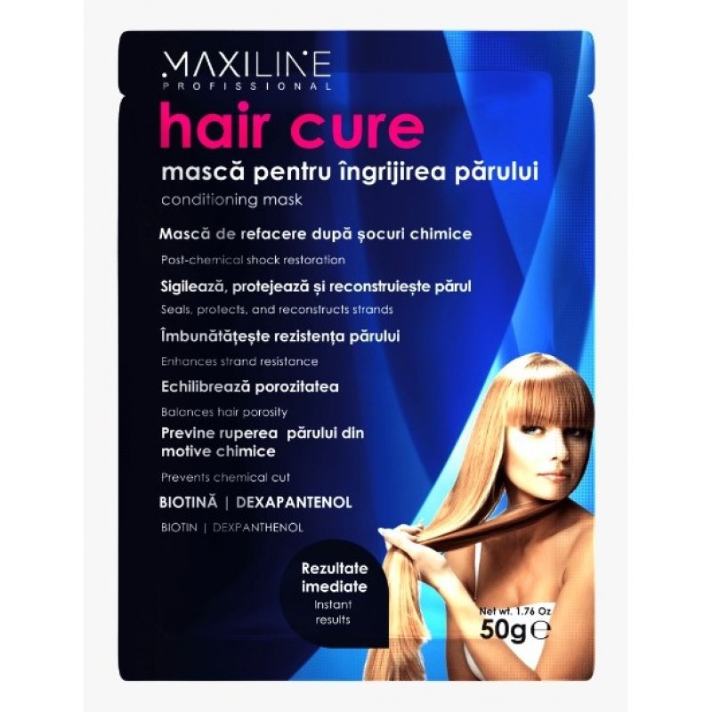 Maxiline Professional Trattabrasil Hair Cure Anti-Rubberizing, Tratament capilar de urgenta, 50 gr