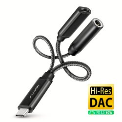 Adaptateur Axagon ADA-HCPD USB-C vers Jack 3,5mm USB-C M/F (Noir)