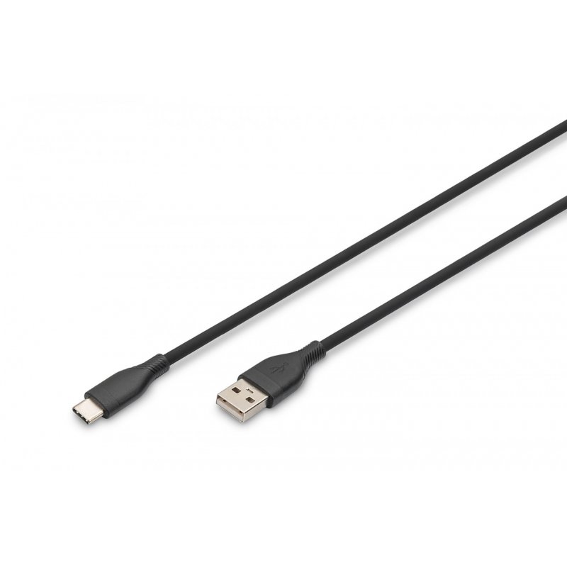 Digitus USB-A USB-C 2.0 (ST-ST) 0,5m Ladekabel Silikon 60W Schwarz
