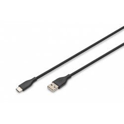 Digitus Câble de connexion USB-C en silicone, 2m, noir