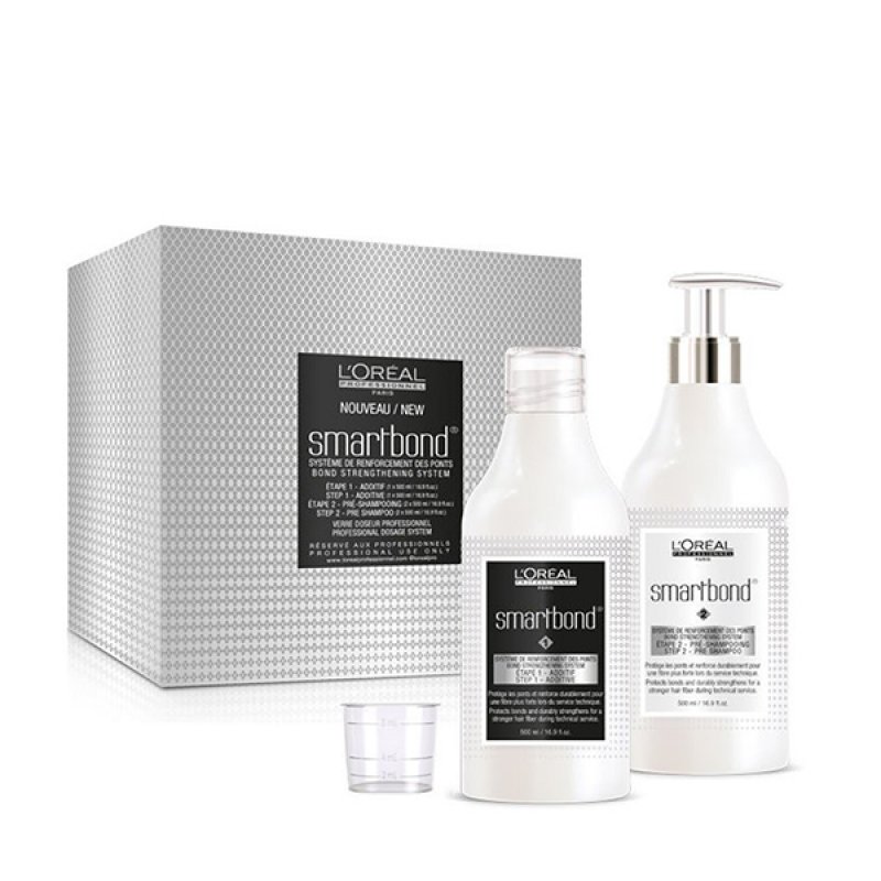 Set L`Oreal Professionnel: SmartBond Step 1, Hair Colouring Additive, 500 ml SmartBond, Hair Pre-Shampoo, 500 ml 