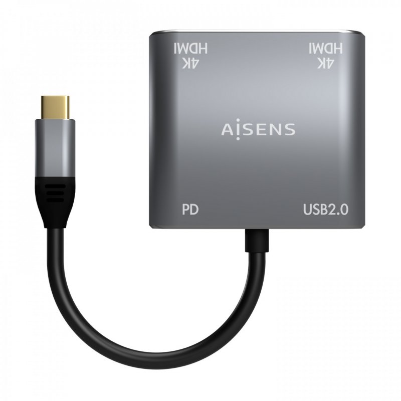CABLE CONVERSOR AISENS USB-C A 2XHDMI SST MST/USB 2.0-A/USB-C PD 60W 15CM