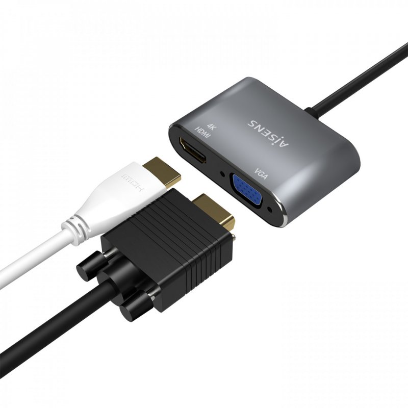 CABLE CONVERSOR AISENS USB-C A VGA/HDMI 4K GRIS 15CM