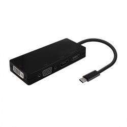 AISENS USB-C to DP/DVI/HDMI/VGA Converter, USB-C/M-DP/H-DVI/H-HDMI/H-Vga/H, Black, 15cm