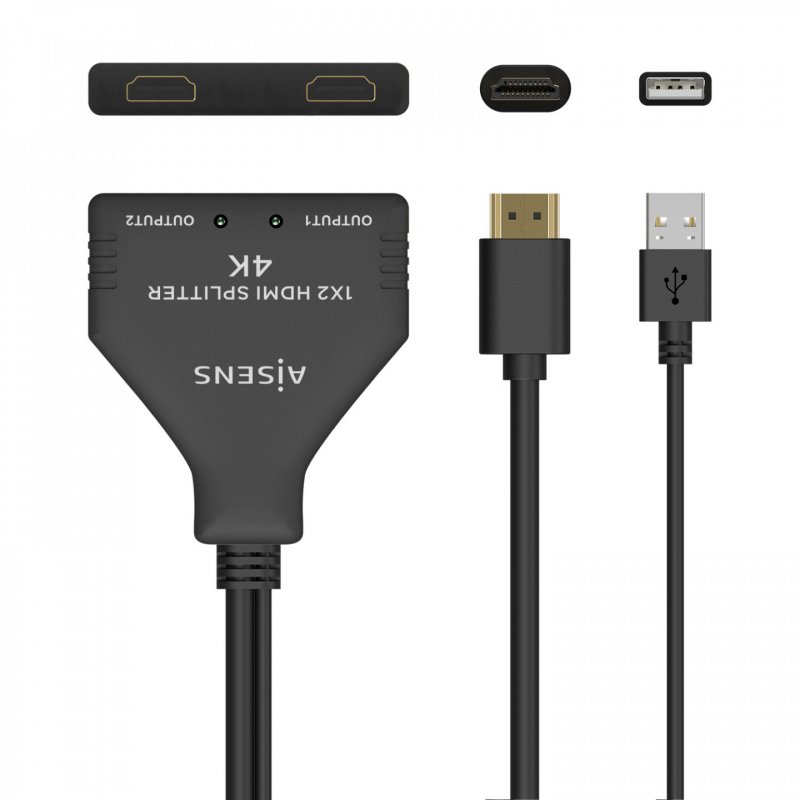 DUPLICADOR AISENS HDMI 4K30HZ 1X2 CON ALIMENTACIÃ?N USB 30CM