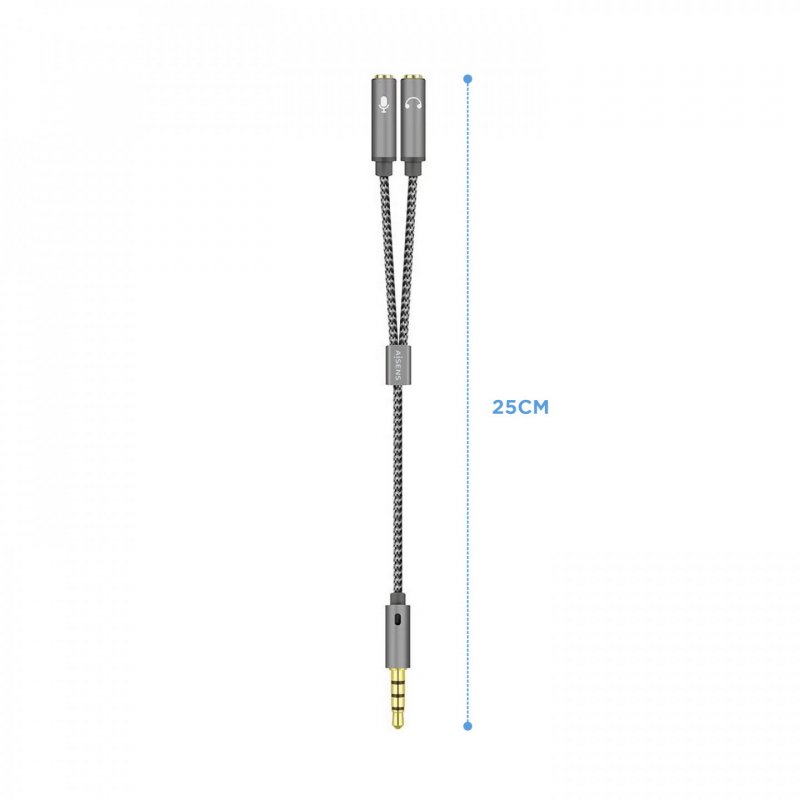 AISENS A128-0415 audio cable 0.25 m 3.5mm 2 x 3.5mm Grey