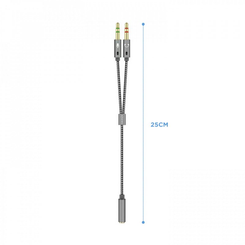 AISENS A128-0417 câble audio 0,25 m 2 x 3.5mm 3,5mm Gris