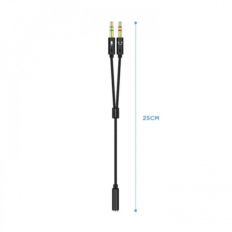 AISENS A128-0418 audio cable 0.25 m 2 x 3.5mm 3.5mm Black