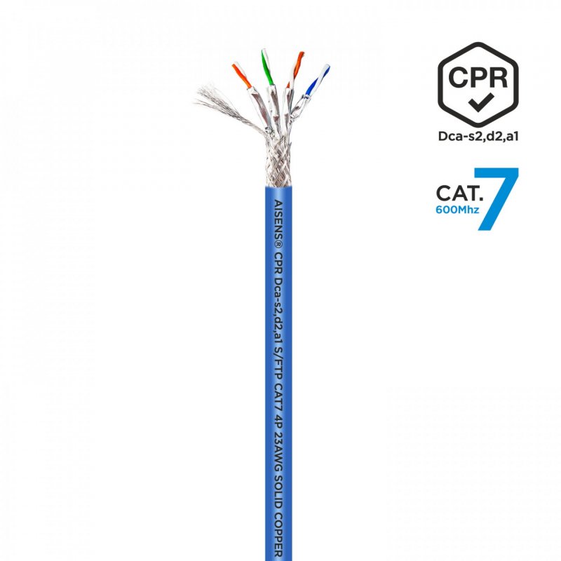 BOBINA CABLE RED AISENS RJ45 LSZH CPR DCA CAT.7 SFTP AWG23 500M AZUL