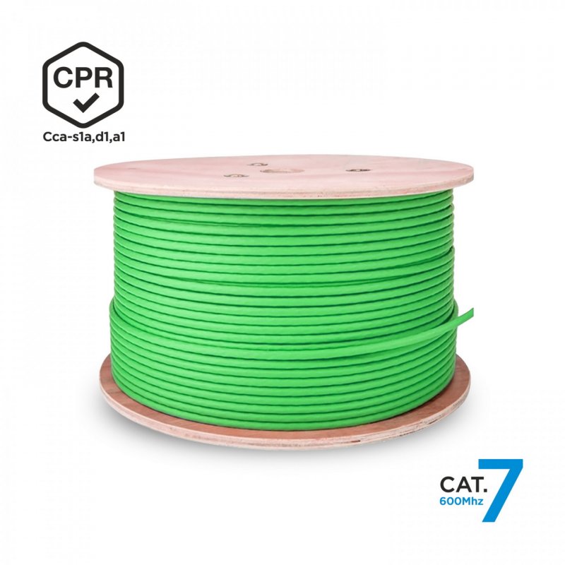 AISENS Network Cable RJ45 LSZH CPR Cca CAT.7 600 MHZ S/FTP AWG23, Green, 500 m