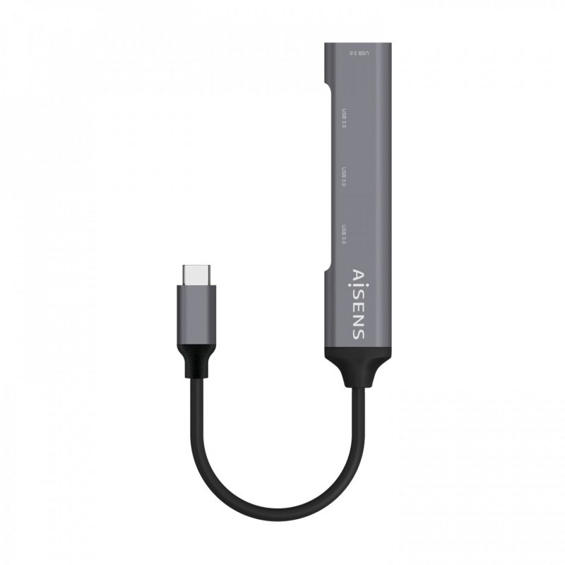 HUB AISENS USB 3.1 USB-C USB-C/M-4XTIPO A/H GRIS 10CM