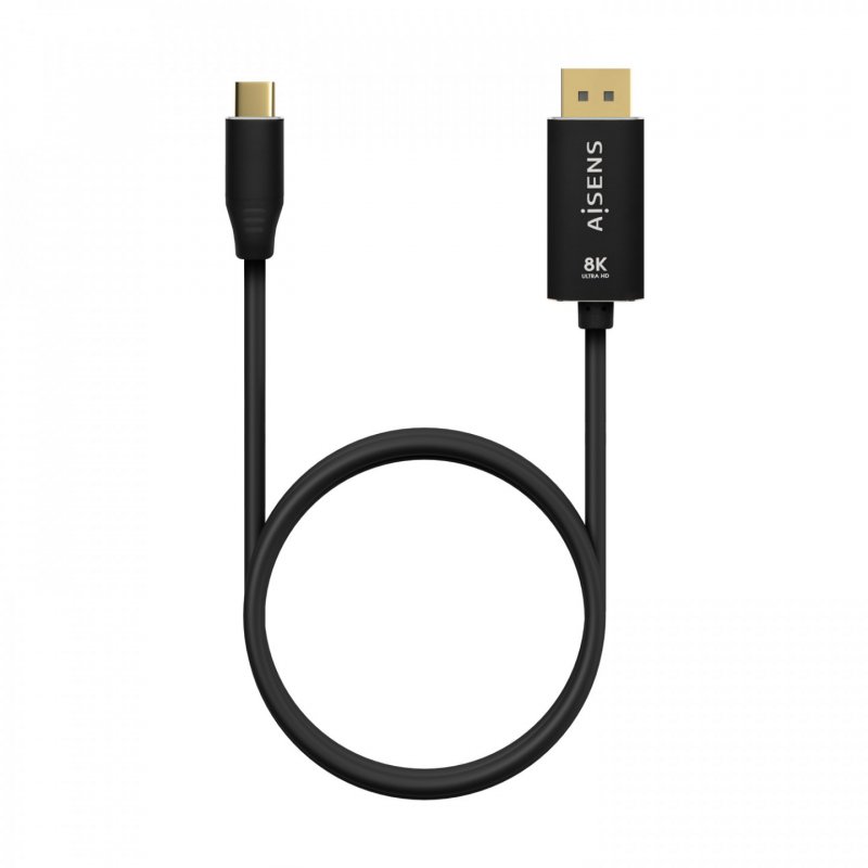 AISENS A109-0686 câble vidéo et adaptateur 0,8 m USB Type-C DisplayPort Noir