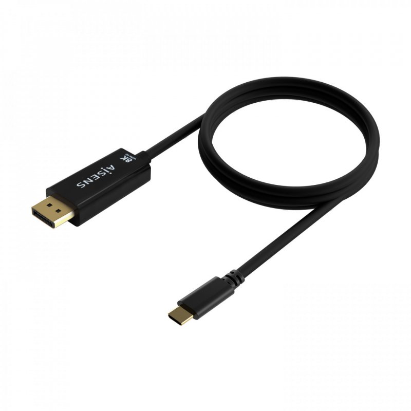 AISENS USB-C to Displayport 8K@60Hz Converter Cable, USB-C/M-DP/M, Black, 0.8M