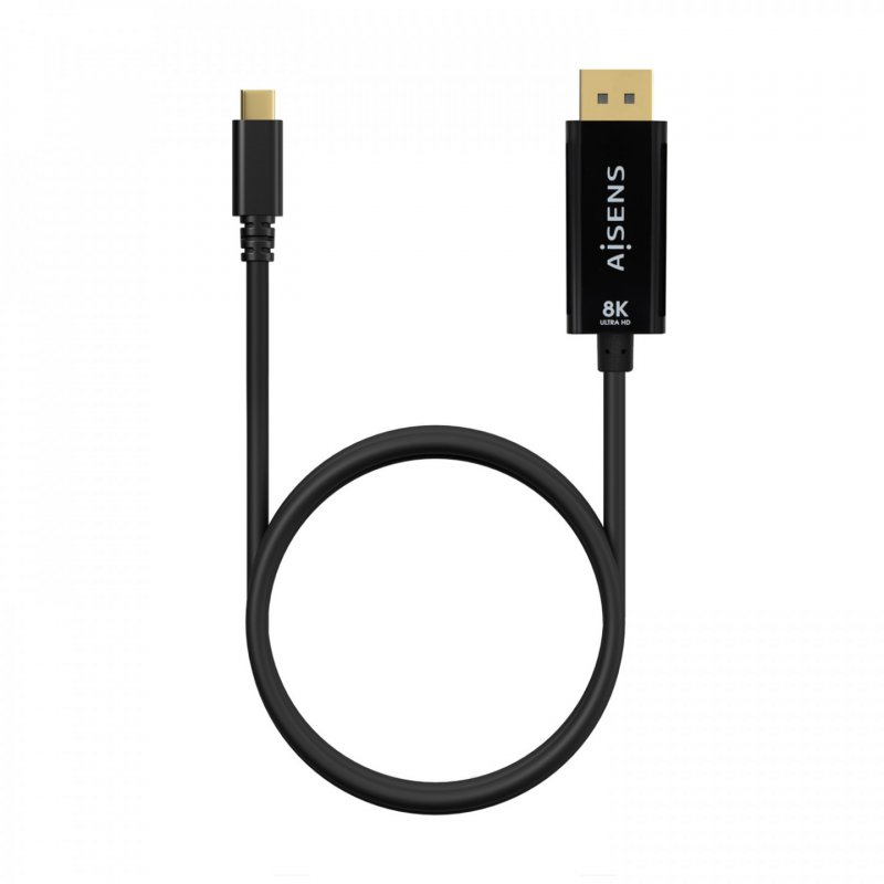 AISENS A109-0688 câble vidéo et adaptateur 0,8 m USB Type-C DisplayPort Noir