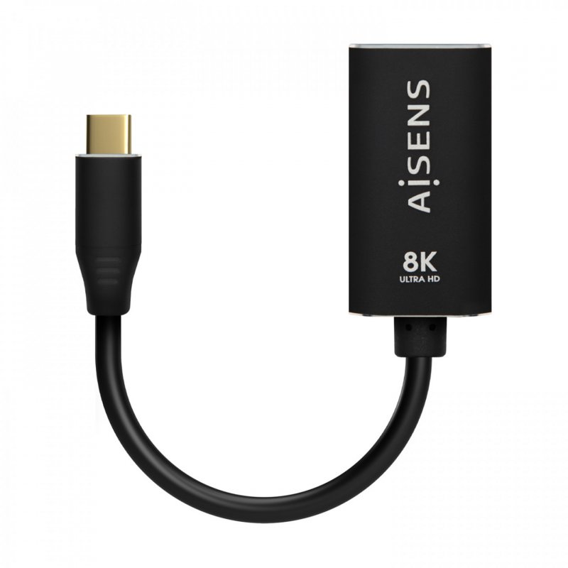 AISENS Aluminum USB-C to Displayport 8K@60Hz Converter, USB-C/M-DP/H, Black, 15cm