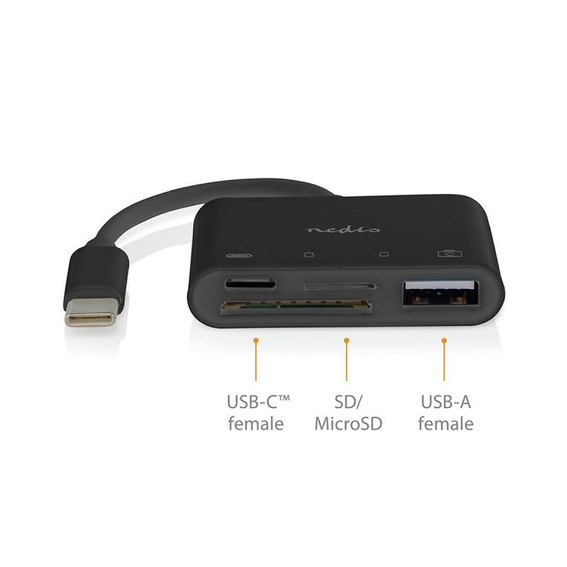 Nedis USB-Hub 1x USB-C™ 1x USB A 1x USB-C™ - 4-Port port(s) | USB 2.0, Stromversorgung über USB, SD & MicroSD