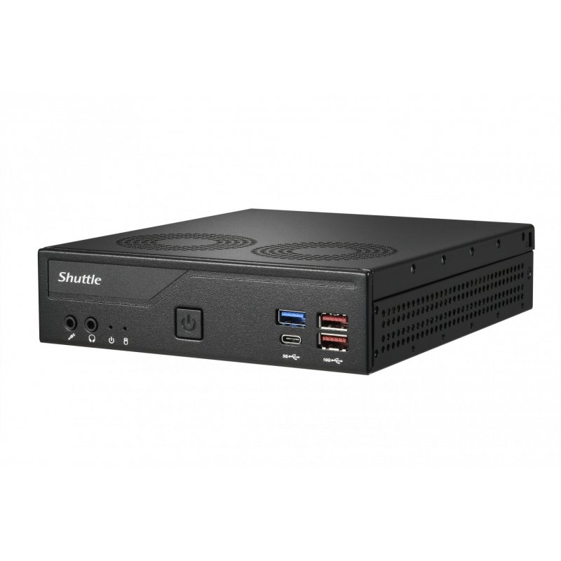 Shuttle Slim PC DH770 , S1700, 2x HDMI, 2x DP , 2x 2.5G LAN, 2x COM, 8x USB, 1x 2.5", 2x M.2, 24/7 permanent operation,