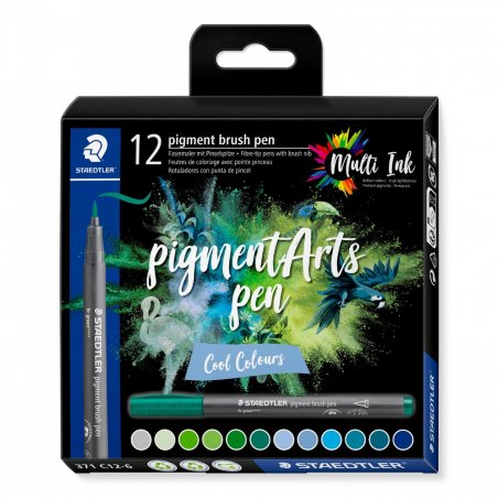 Staedtler Pigment Arts Pen Cool Colours stylo-feutre Multicolore 12 pièce(s)