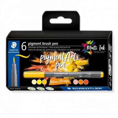 Staedtler - Brush Pen Pigment Yellow/Orange 6 pcs Assorted (371C6-5)