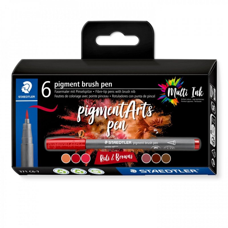 Staedtler Pigment Arts Brush Pen "Reds & Browns" 6 pcs